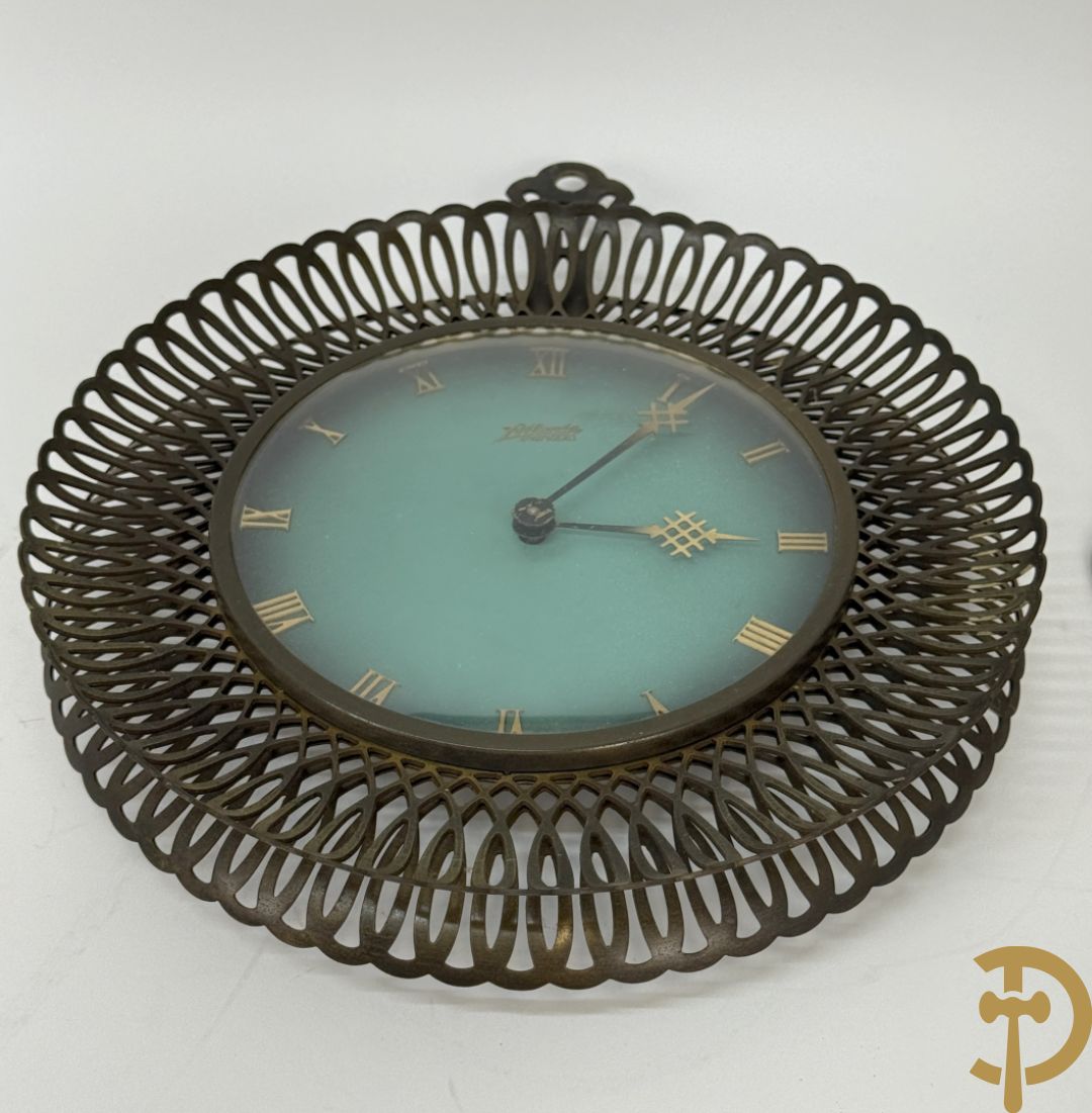 Vintage muurklok met groene fond, Atlanta Univers, jaren 