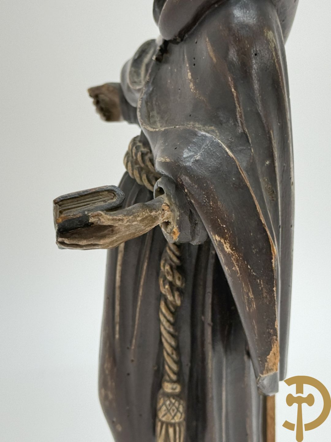 Gepolychromeerde Vlaamse houtsculptuur Sint-Antonius