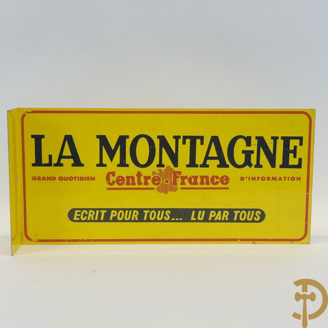 Metalen beschilderd reclamepaneel La Montagne, double face