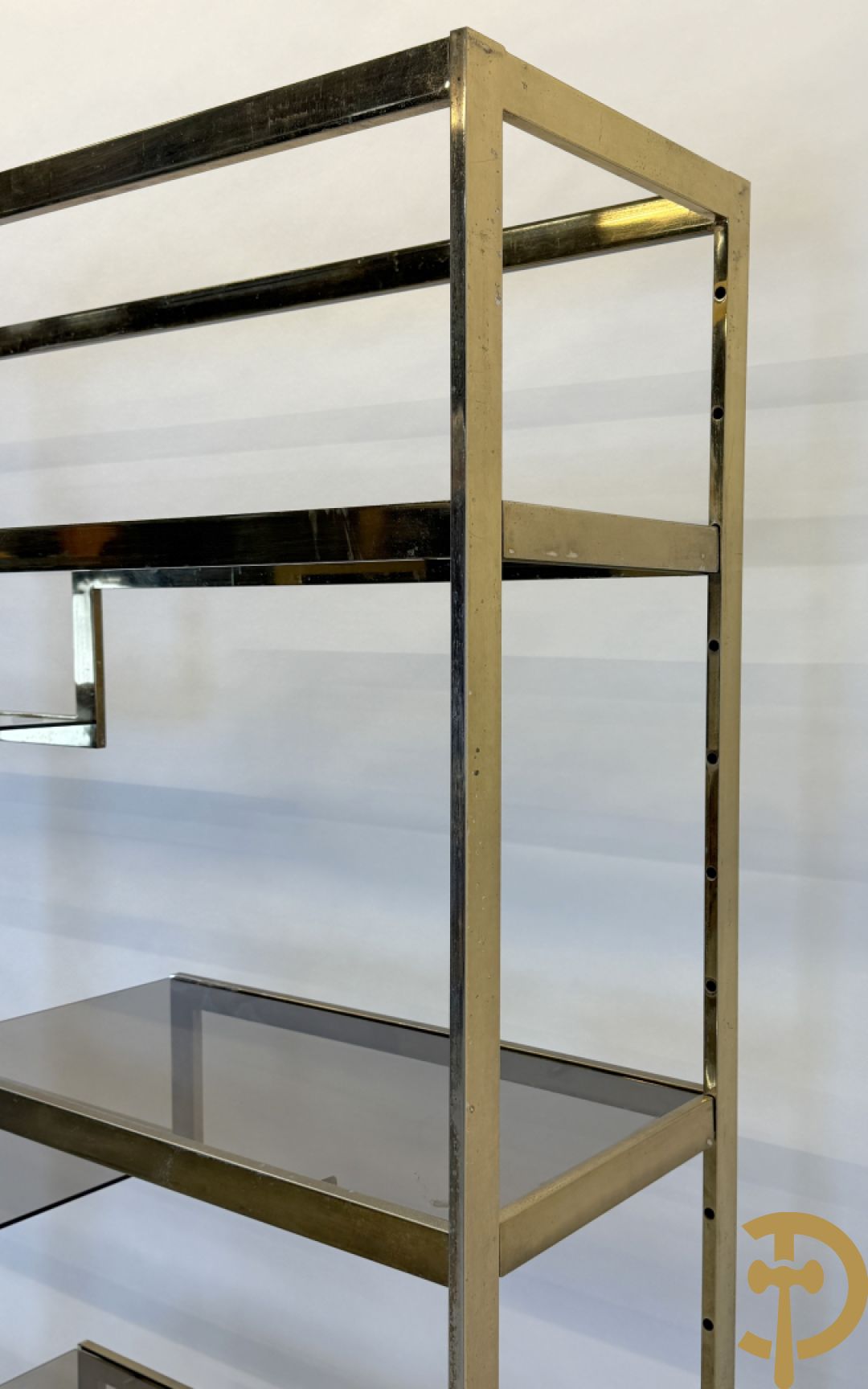 Etagère Belgochrom met fumé glas, jaren 