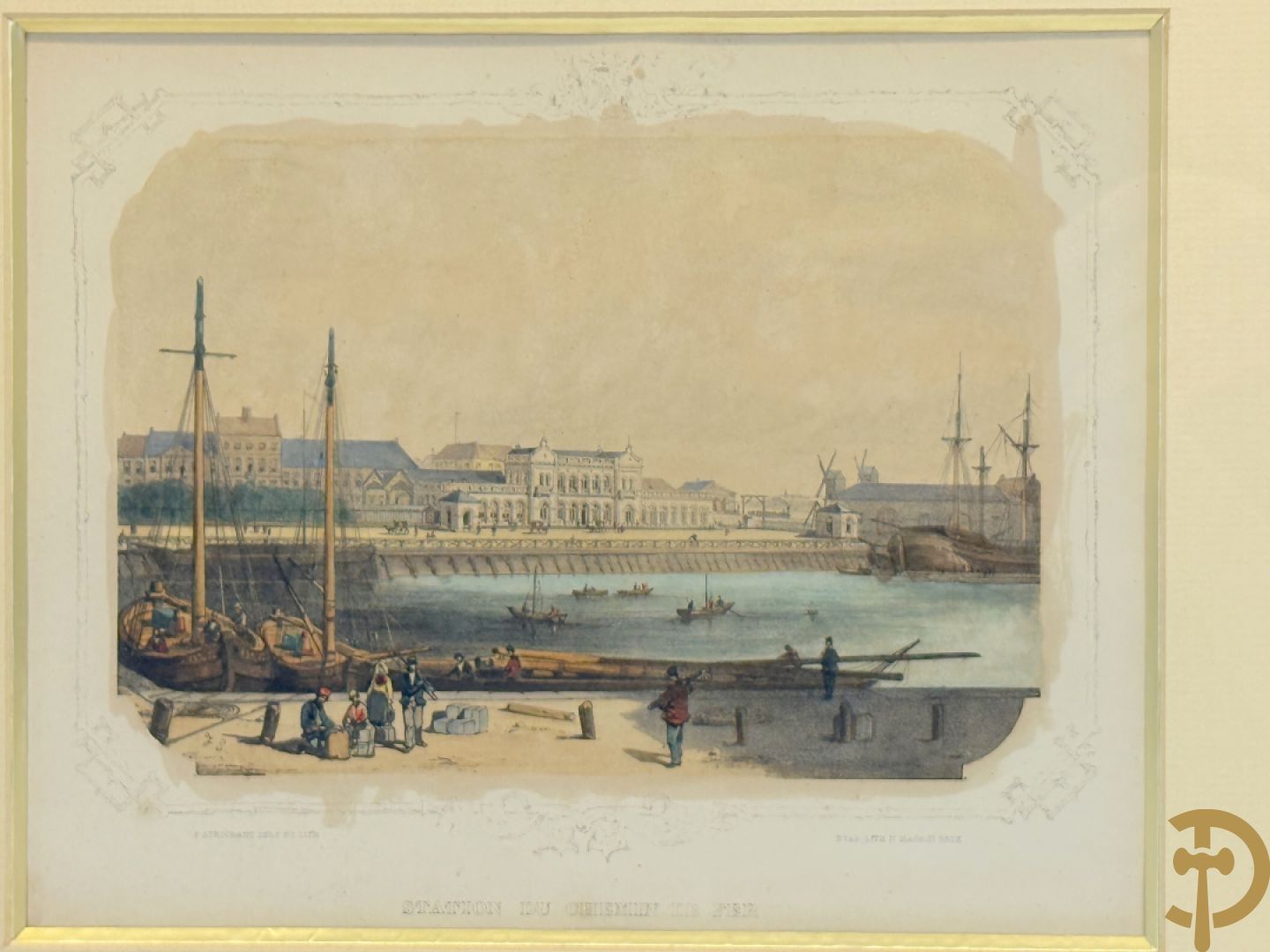 BORREMANS H. (4 stuks) en BUFFA (2 stuks) en CARSE (1 stuk) van - Zeven ingekleurde gravures van Oostende met o.a. Kursaal, vuurtoren, station en pier