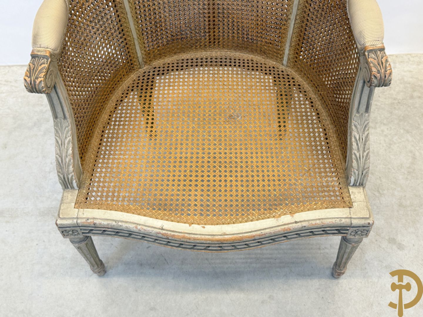 Louis XVI duchesse brisée met dubbele canage, gepatineerd, 19e