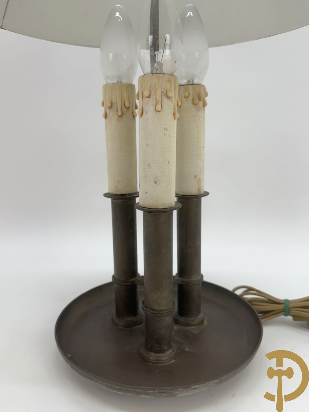 Twee lampes bouillotte in koper met 3 lichtpunten