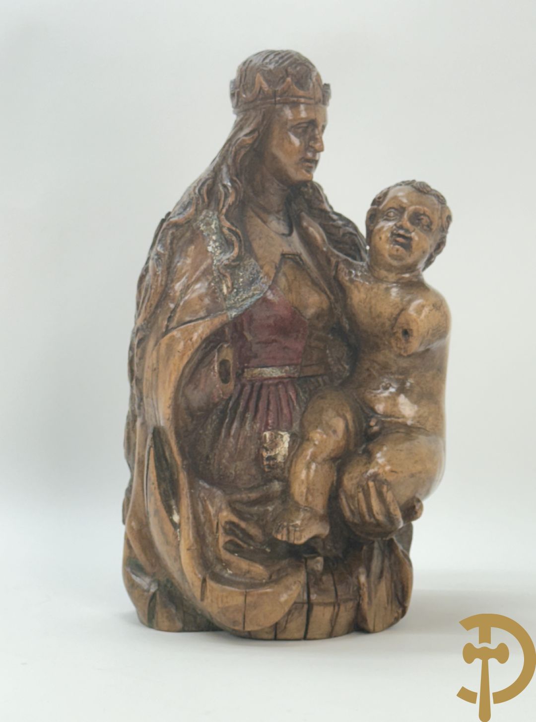 Houtsculptuur Madonna met kind