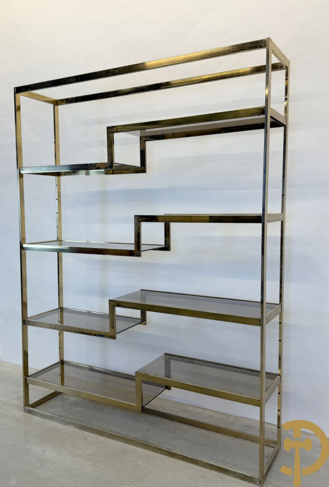 Etagère Belgochrom met fumé glas, jaren 