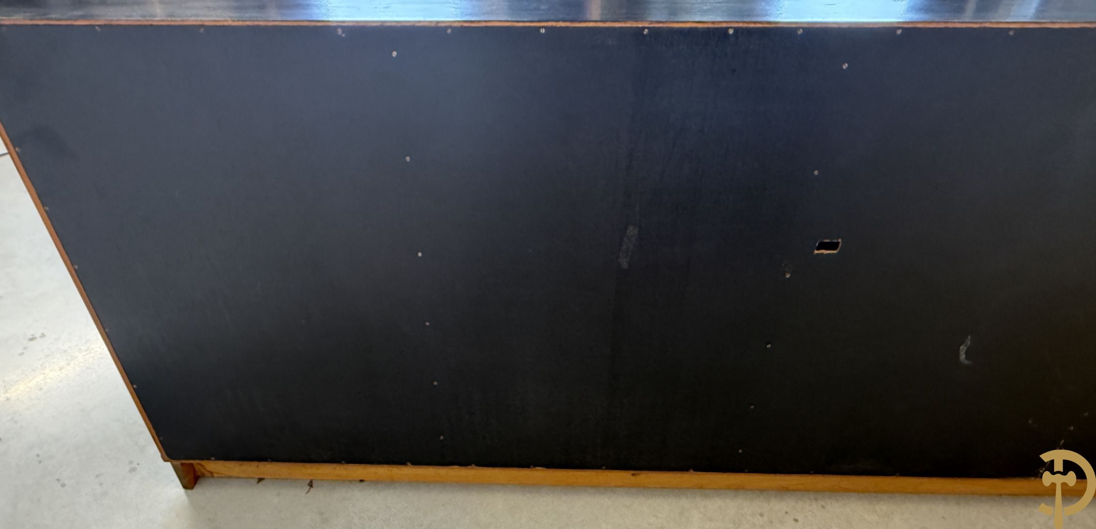 Zwartgelakte brutalistische vijfdeurs sideboard met ingewerkte lades, model Torino, ontwerper Frans Defour