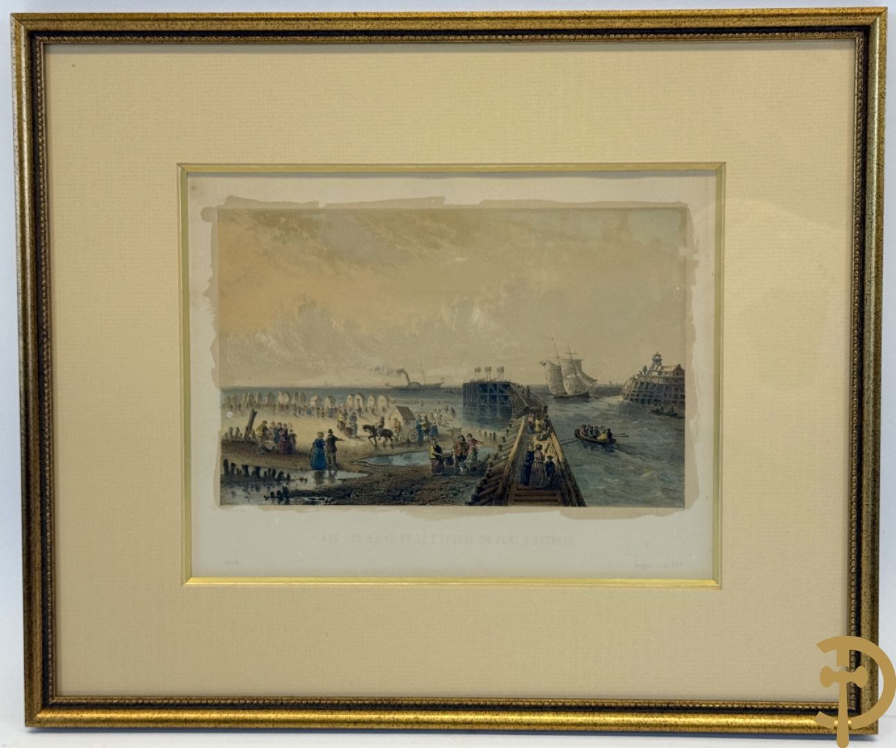 BORREMANS H. (4 stuks) en BUFFA (2 stuks) en CARSE (1 stuk) van - Zeven ingekleurde gravures van Oostende met o.a. Kursaal, vuurtoren, station en pier
