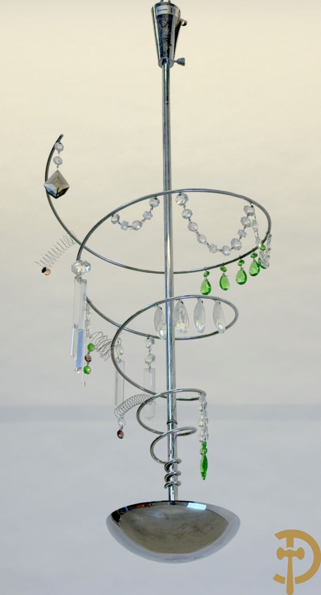Vintage chromé luchter in spiraalvorm met bellen, Artemide gemerkt Milano Torno