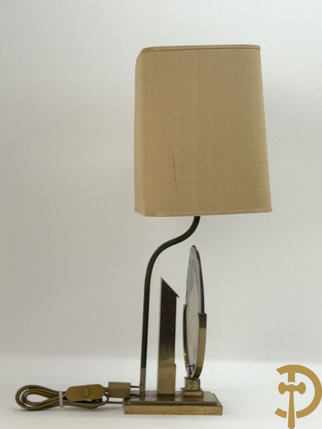 Vintage lampadaire in Hollywood Regency stijl met agaatsteen op koperen basis, gemaakt door J.L.B.