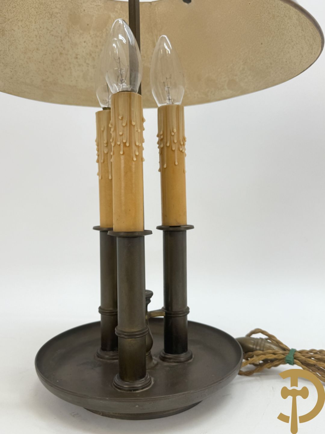 Twee lampes bouillotte in koper met 3 lichtpunten
