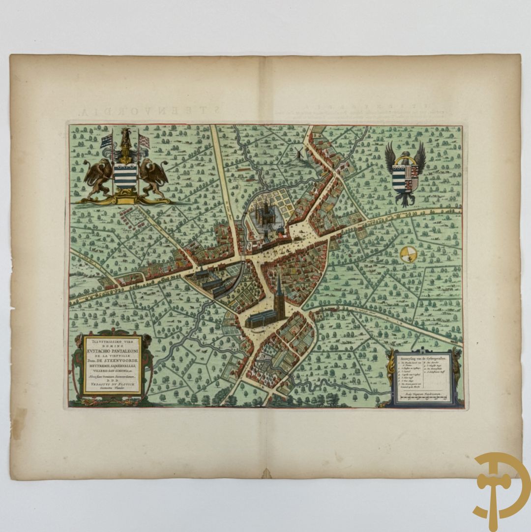 Oud ingekleurde kaart Blaue van Steenvoorde