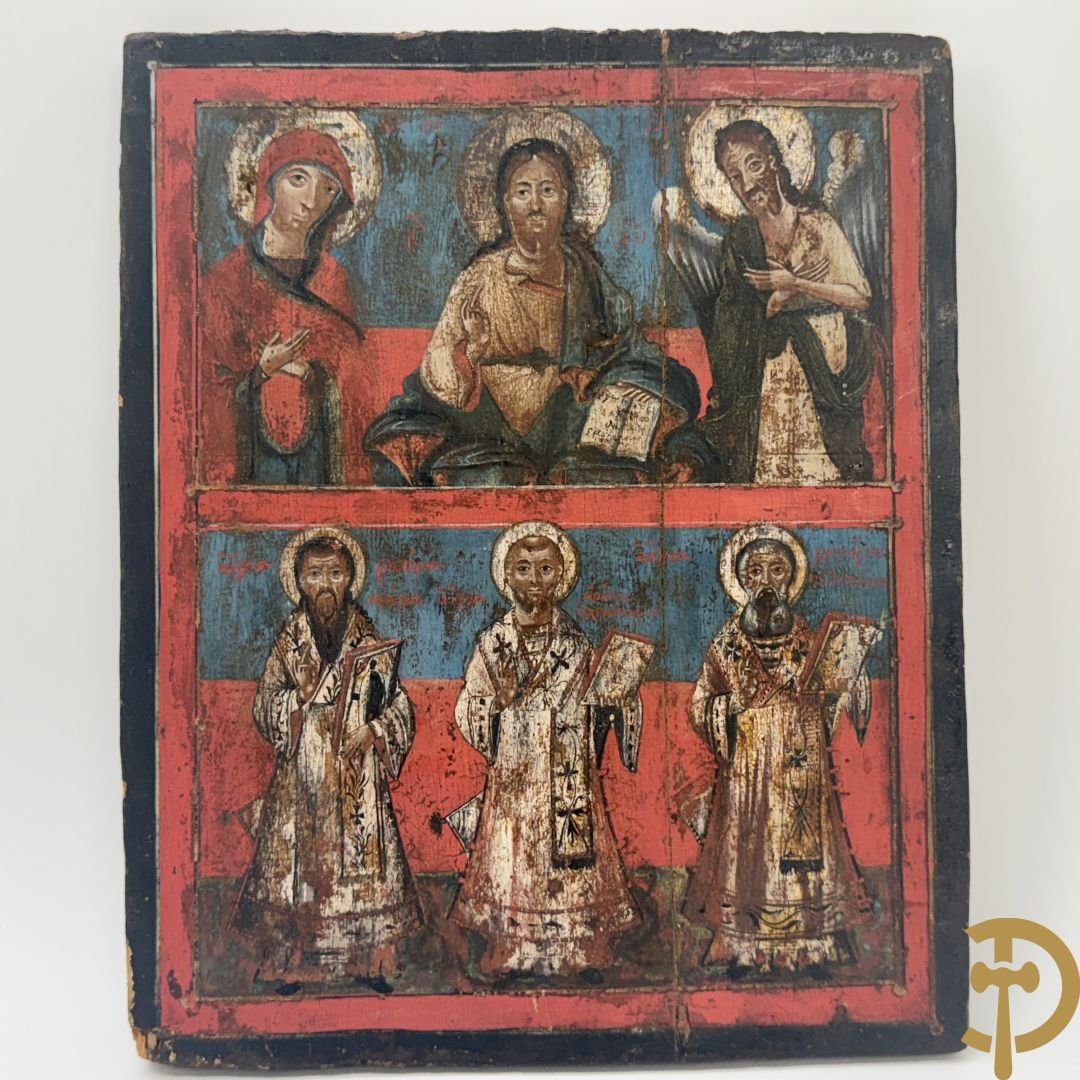 Russische ikoon met voorstelling van zes Heiligen
