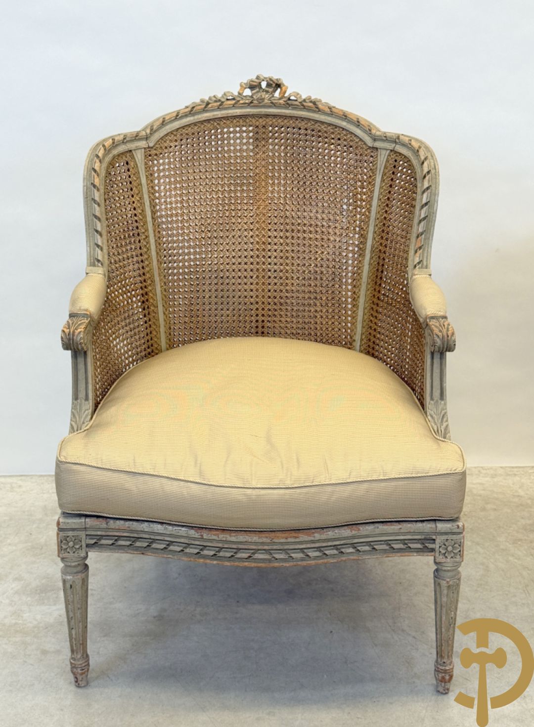 Louis XVI duchesse brisée met dubbele canage, gepatineerd, 19e