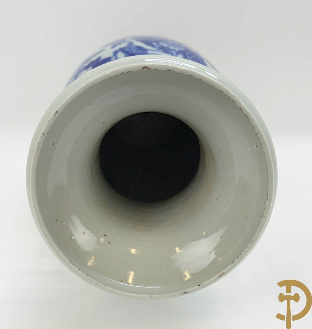Chinese porseleinen vaas met blauw/wit fenix en bloemendecor