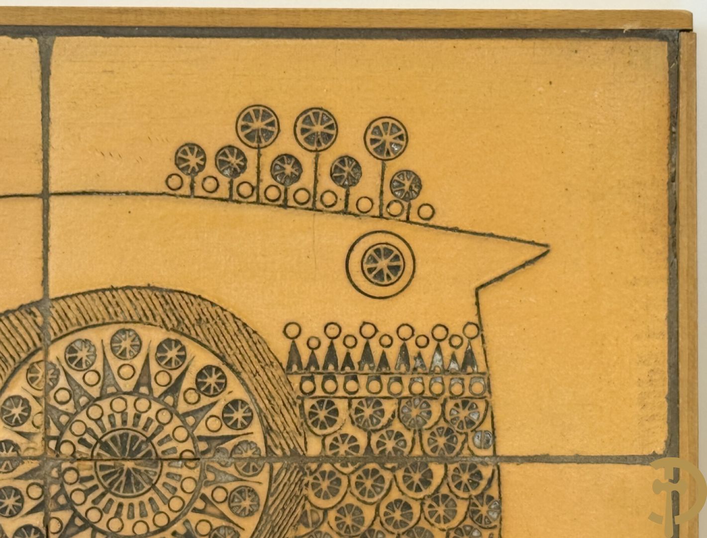 PINSON getekend (Charles-Emile) Paar vintage keramieken tabletten met surrealistisch gestyleerd vogeldecor