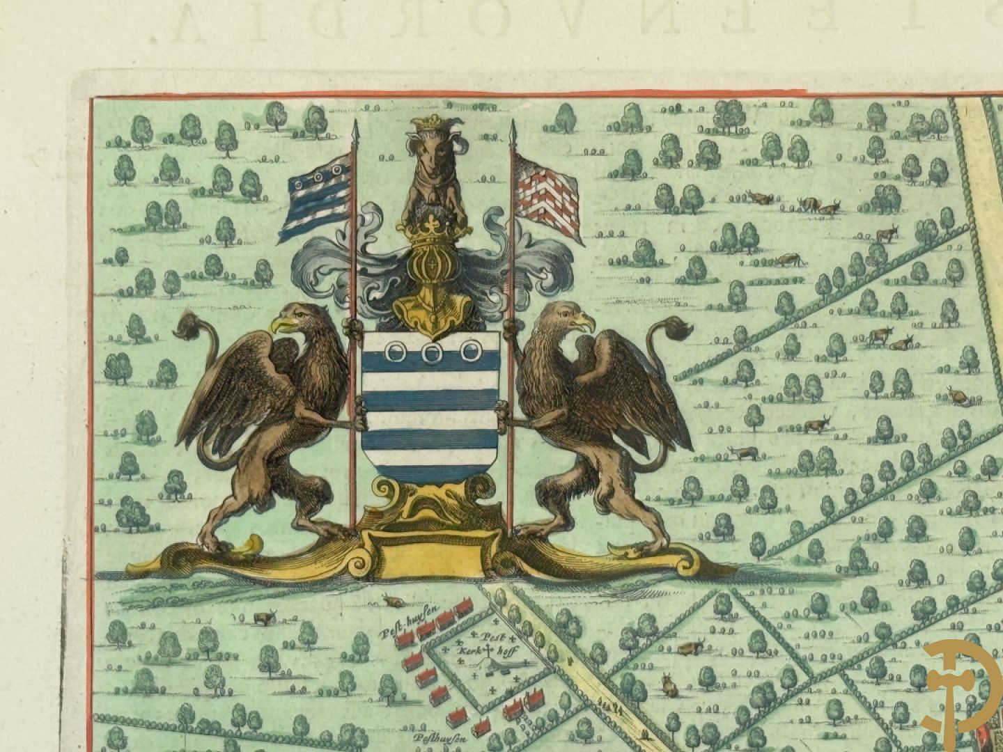 Oud ingekleurde kaart Blaue van Steenvoorde