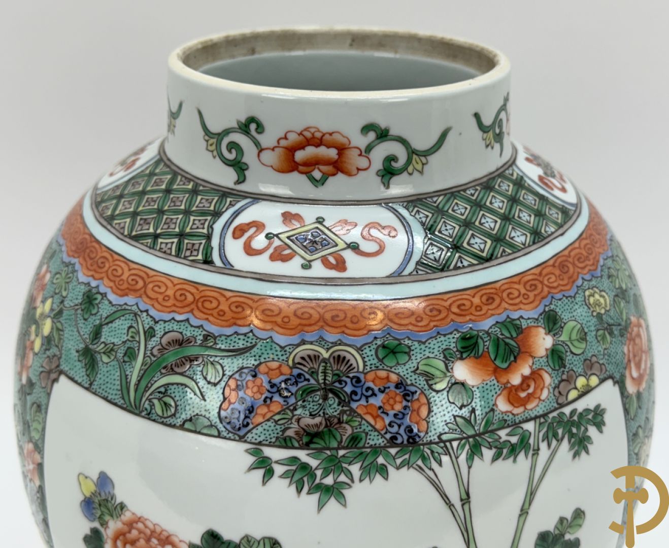 Chinese porseleinen dekselvaas met bloemen- en vogeldecor