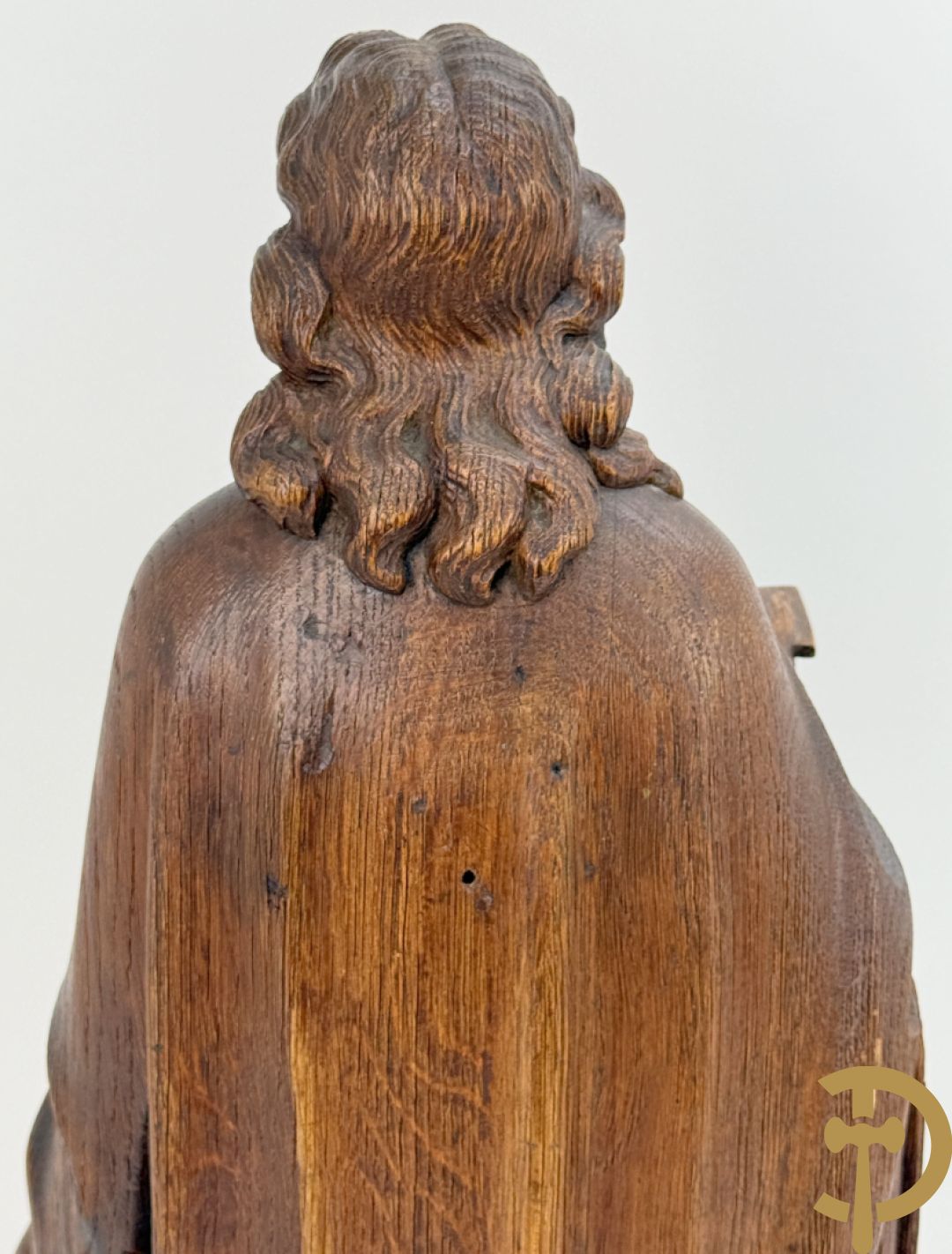 Eiken houtsculptuur van evangelist, laat 19e