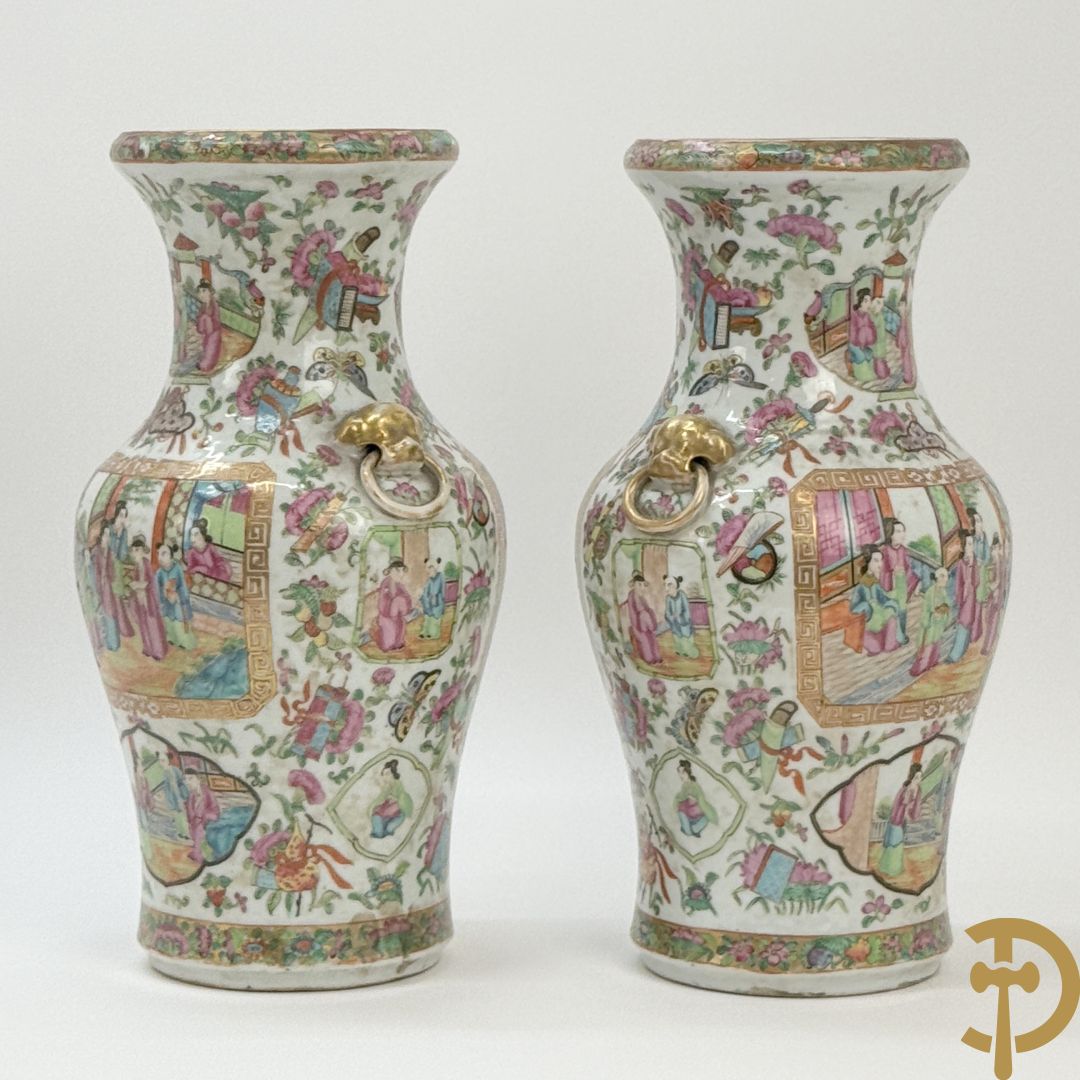Paar Chinese porseleinen Kanton vazen