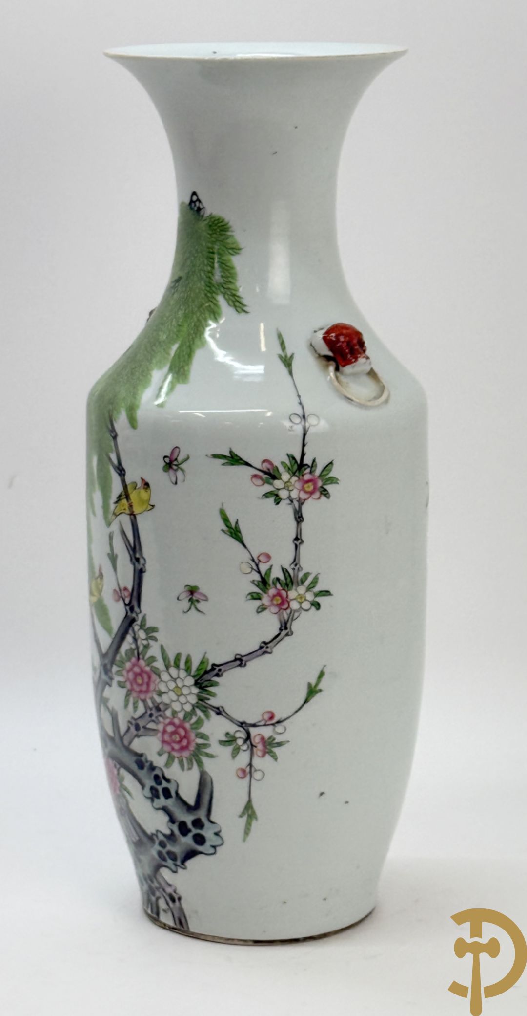 Chinese porseleinen vaas met decor van bloemen en vogels