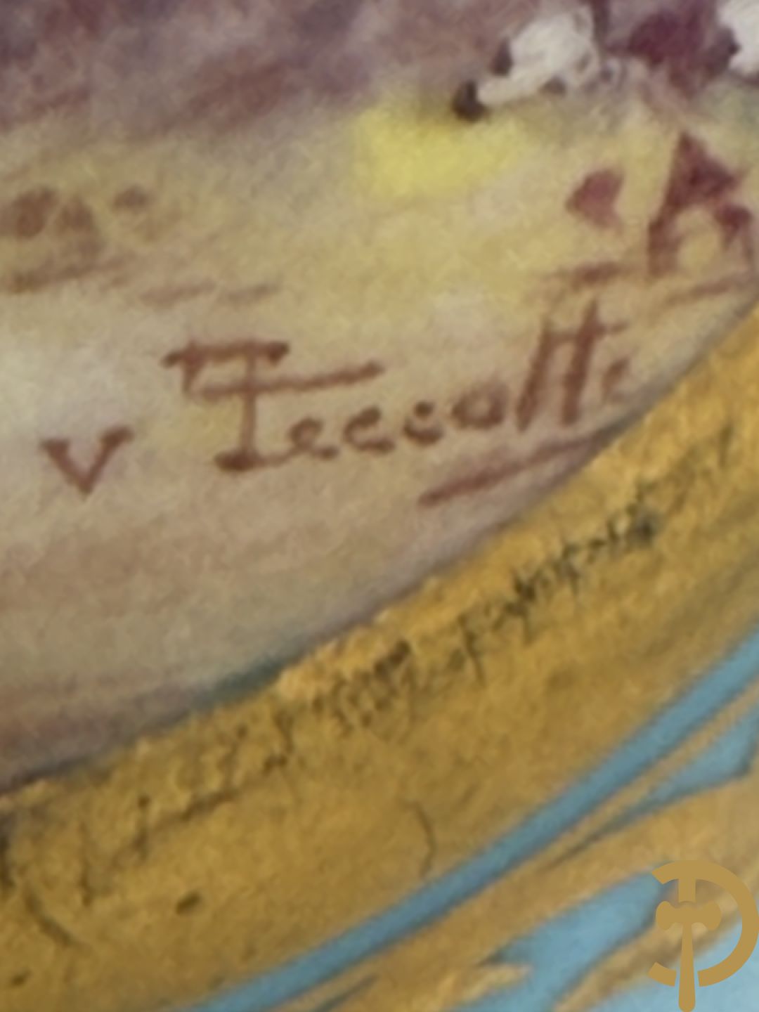 Paar Sèvres cassolettes met handbeschilderd romantisch decor van dame met cupido en landschapsdecor - met vergulde bronzen vierarmige kandelaar, Feccotte V. getekend