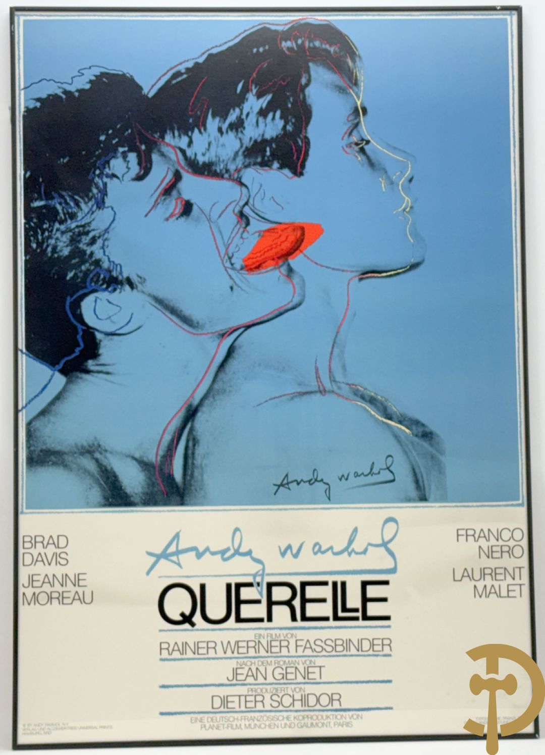 Oude affiche door Andy Warhol ontworpen voor de film Querelle, getekend in de plaat offset in colours