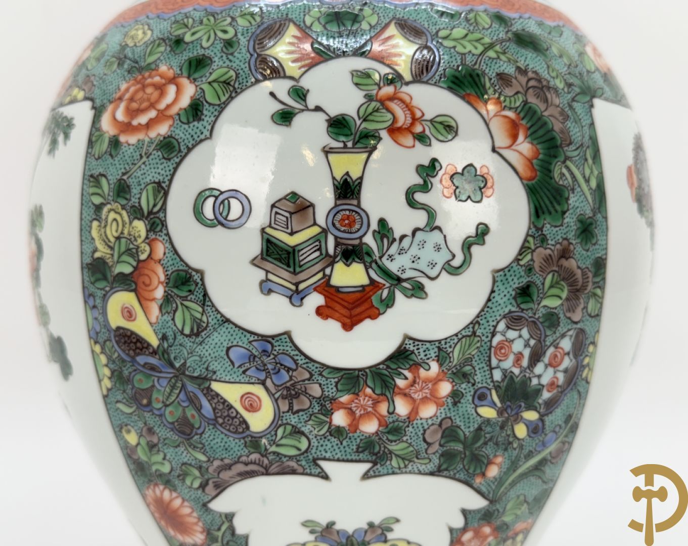 Chinese porseleinen dekselvaas met bloemen- en vogeldecor