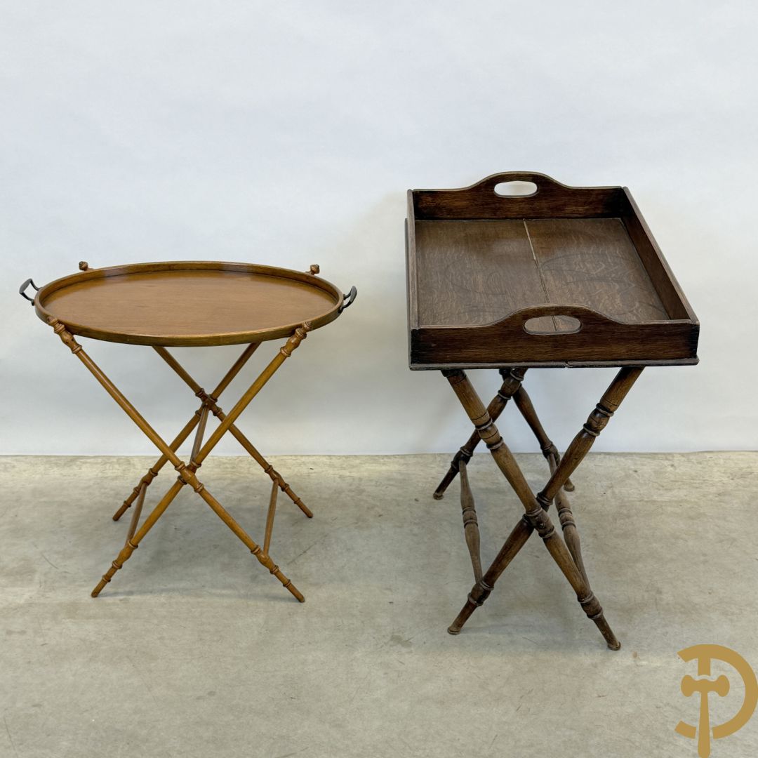 Engelse butlertray met rechthoekige plateau en Engelse butlertray met ovale plateau