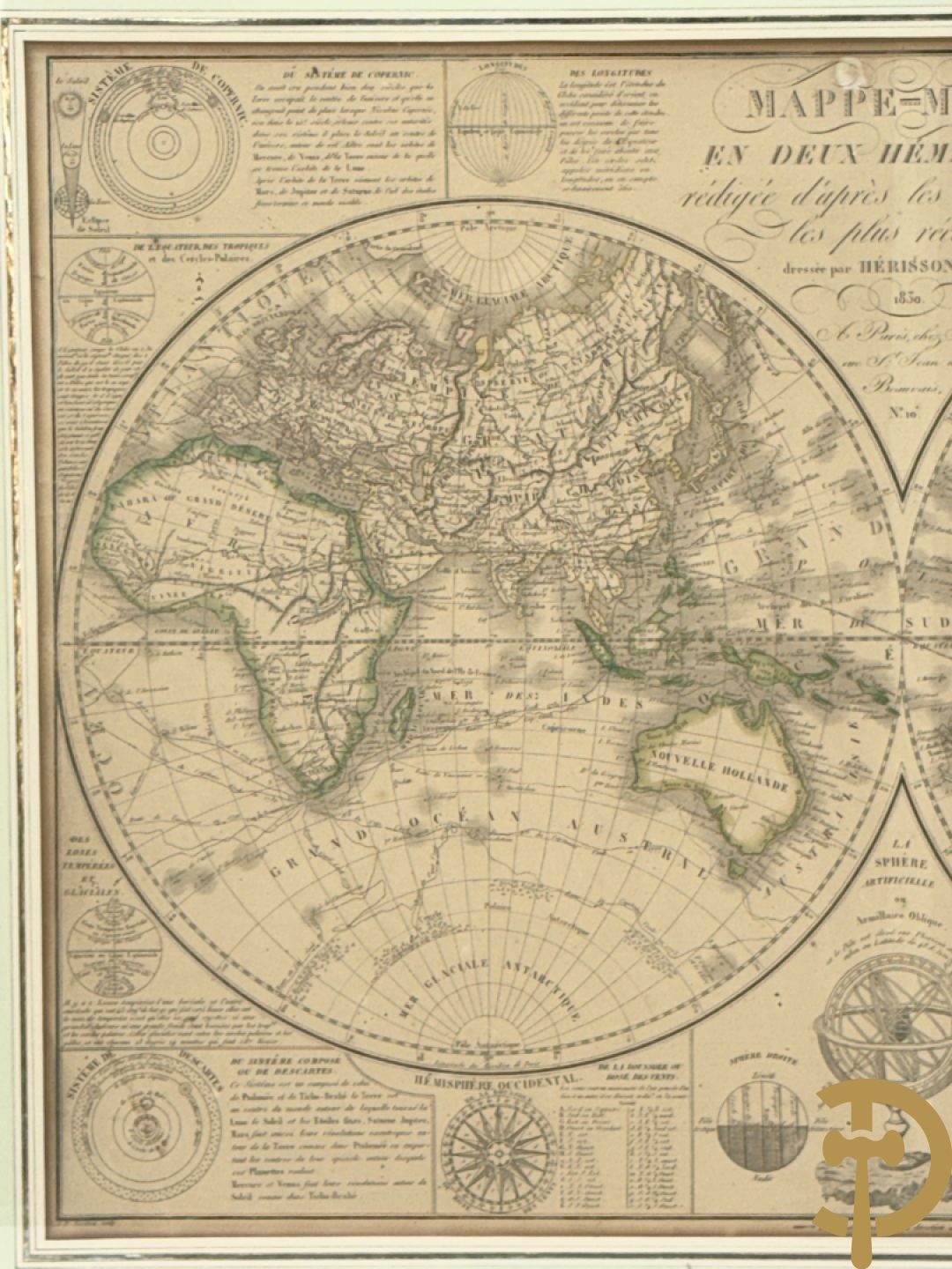 Mappe-monde en 2 hémisphères van Tardieu