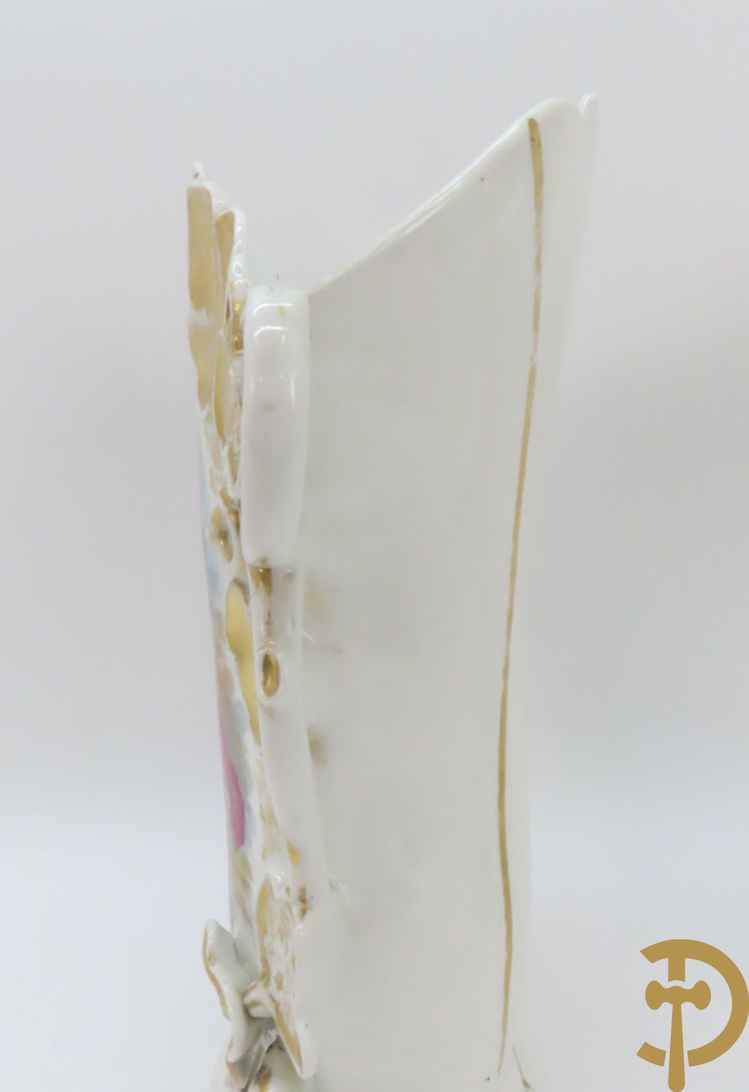 Paar porseleinen Vieux Paris vazen met decor van lieftallige dames