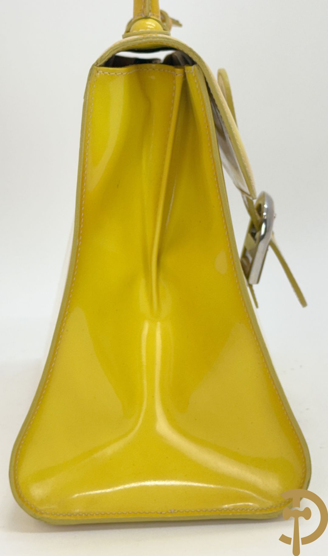 Unieke handtas Delvaux in fluo geel, model Brillant, gelimiteerde en genummerde serie 8/10, mode 2001 Landed - ontwerp van Walter Van Beirendonck uit 2001