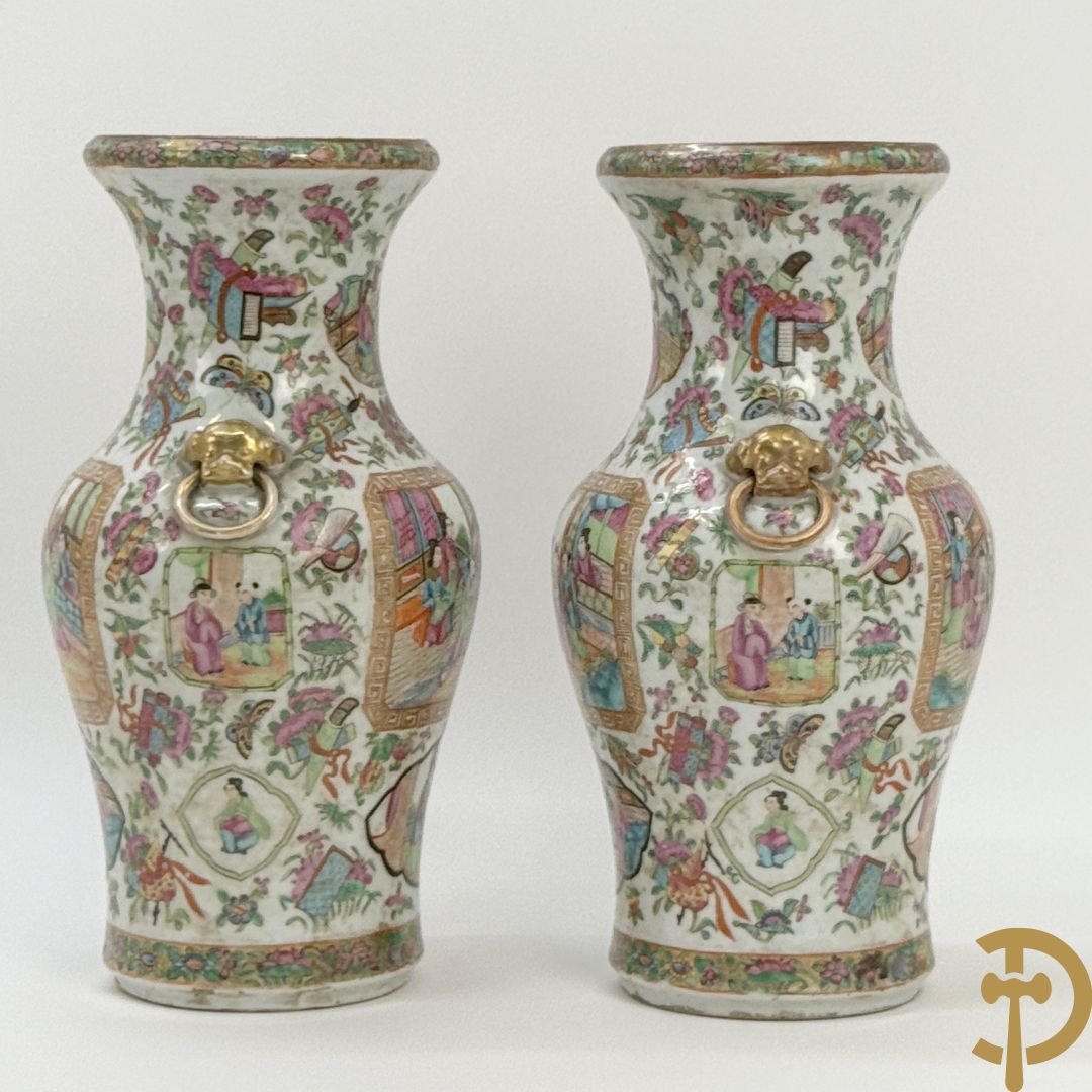 Paar Chinese porseleinen Kanton vazen