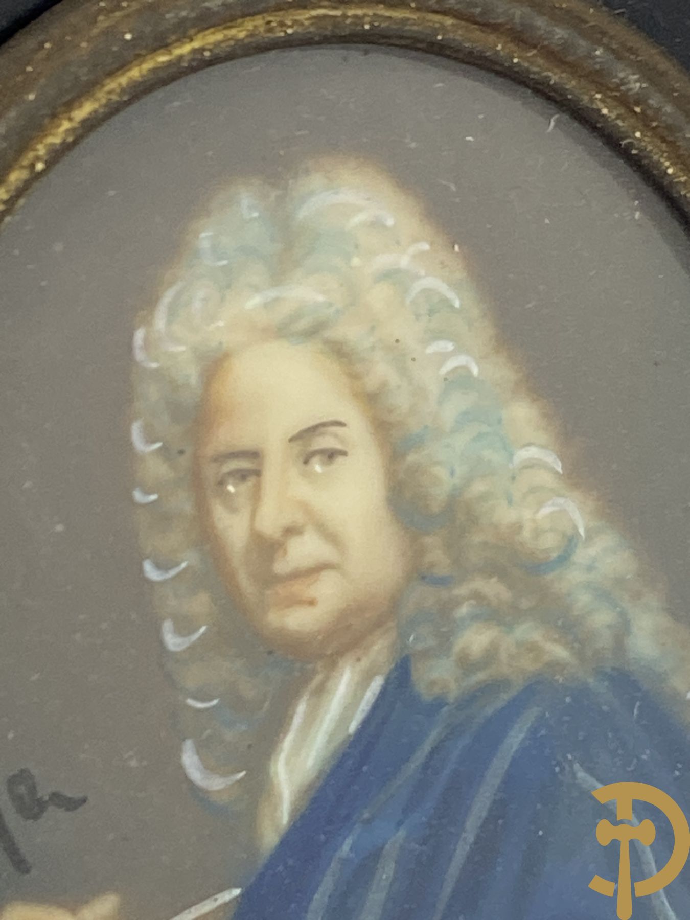 Reeks van 8 miniaturen van edeldames, waarvan 1 getekend van Nattier en 1 van Gainsbourogh + 2 ovale kadertjes