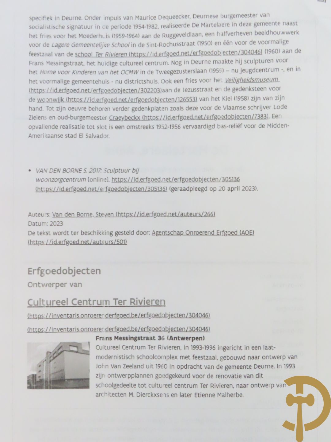 DE MARTELAERE Aimé getekend 