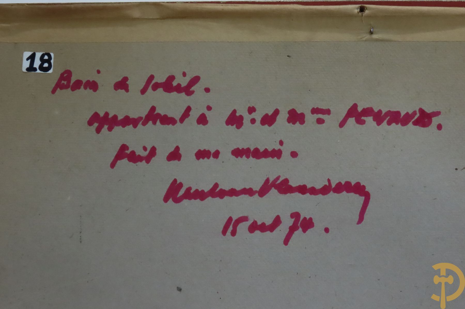 VAN VLAANDEREN prins Karel gemonogrammeerd vooraan en gedateerd 29 dec.1954 - achteraan getekend 