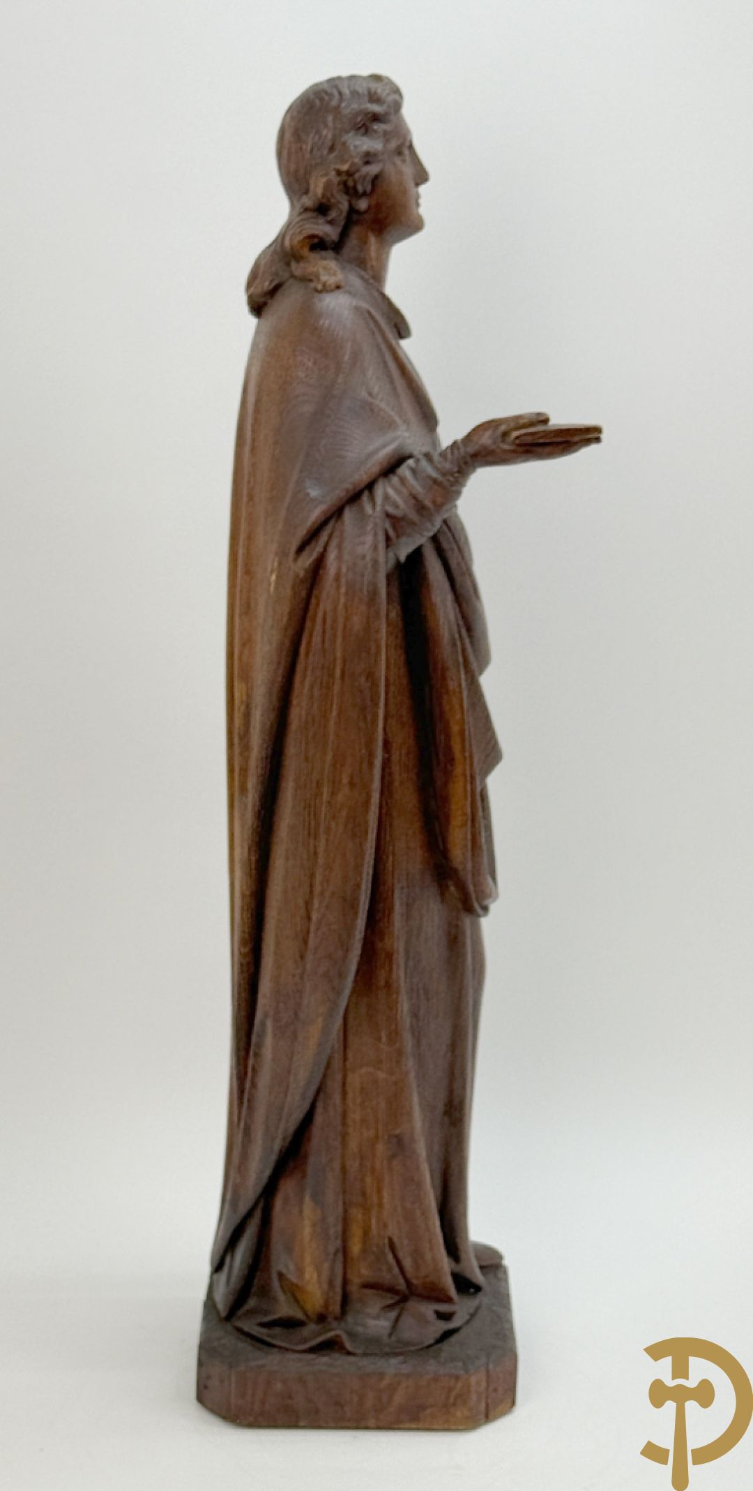 Eiken houtsculptuur van evangelist, laat 19e