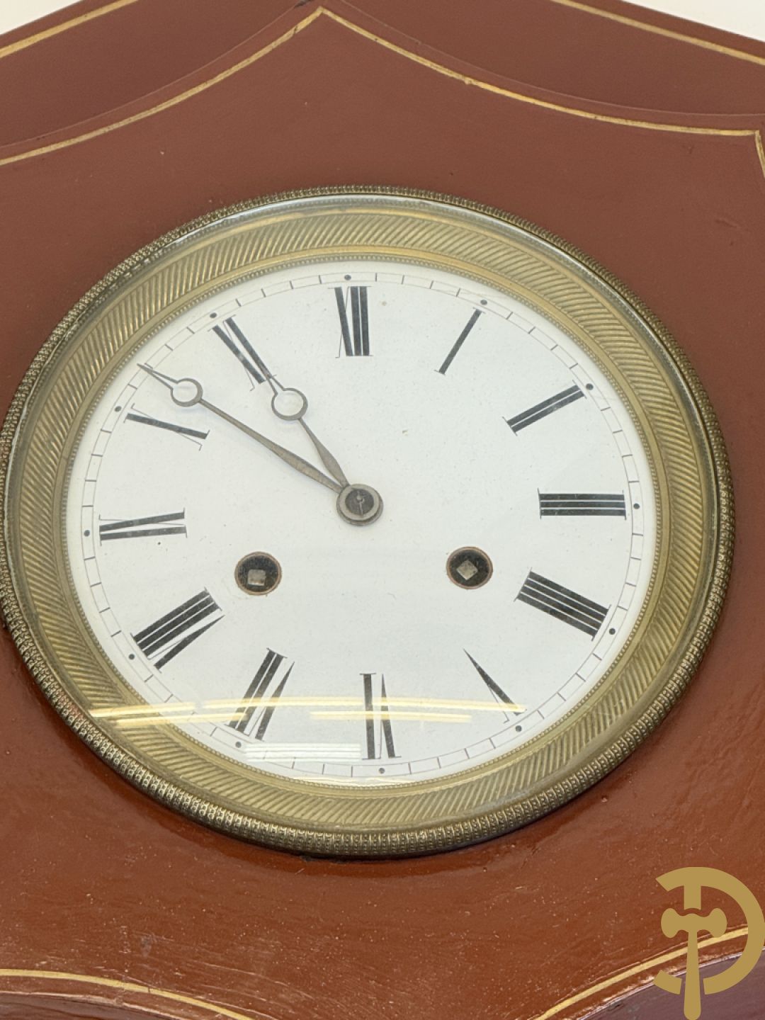 Notelaren barometer + reglateur met barometer + metalen touwtjesklok