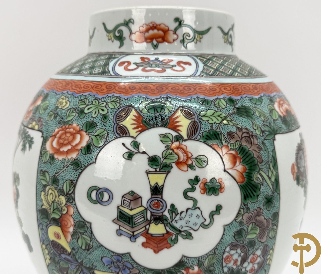 Chinese porseleinen dekselvaas met bloemen- en vogeldecor