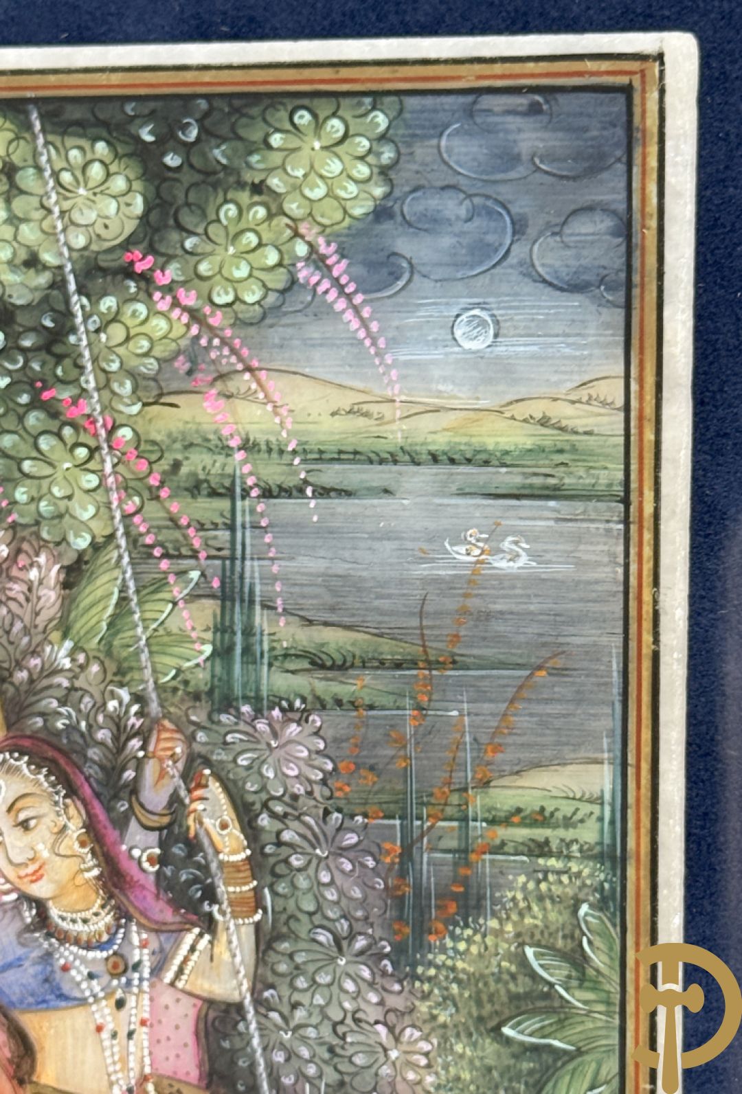 Zes Indische geanimeerde tekeningen van goden en liefdesscènes op gesteente