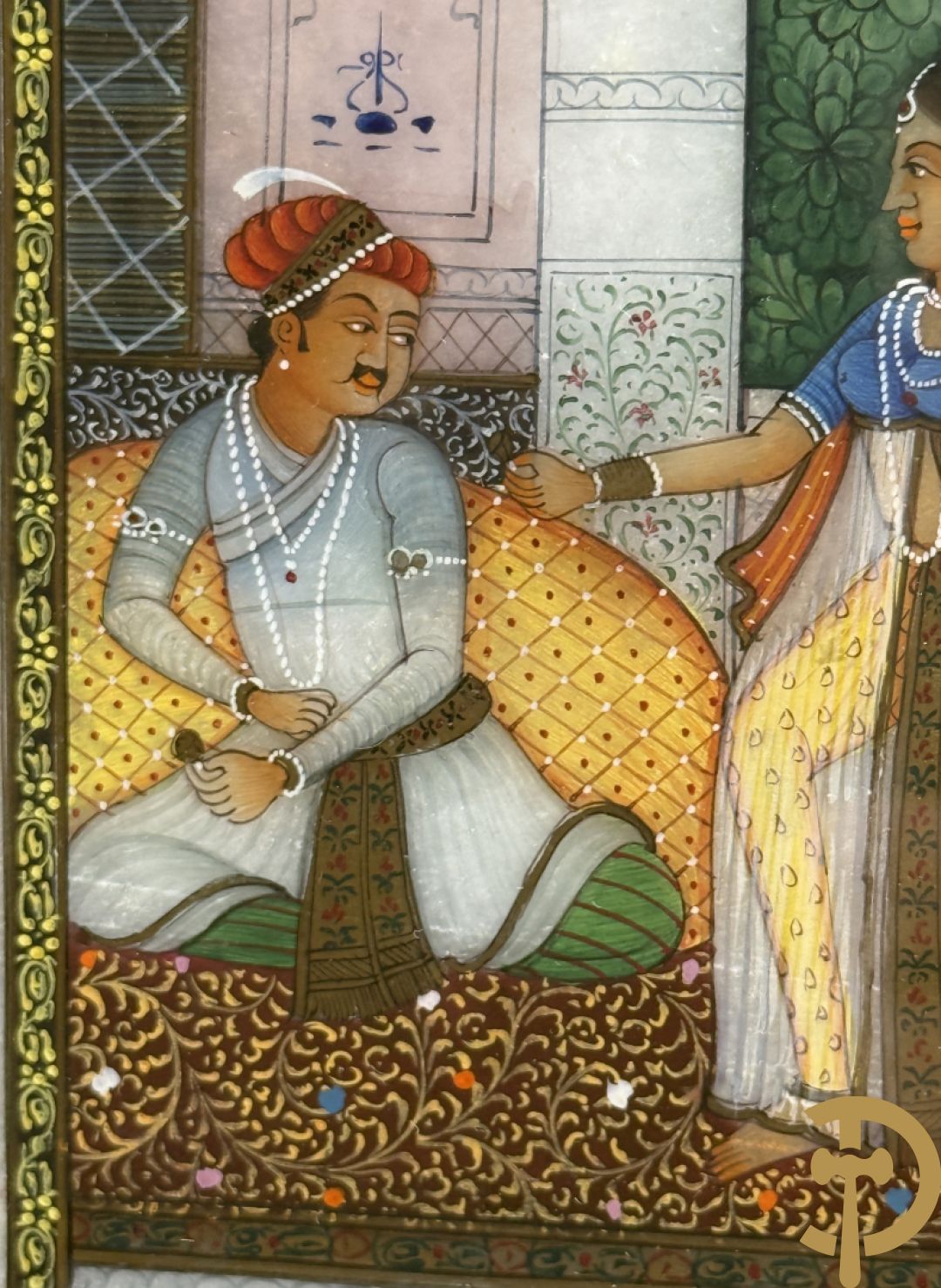 Zes Indische geanimeerde tekeningen van goden en liefdesscènes op gesteente