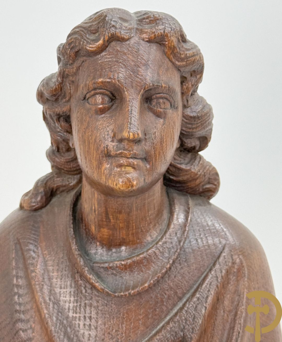 Eiken houtsculptuur van evangelist, laat 19e