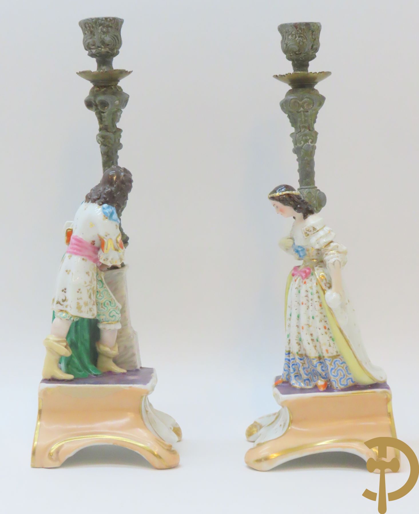 Paar porseleinen kandelaars Vieux Paris, 19e