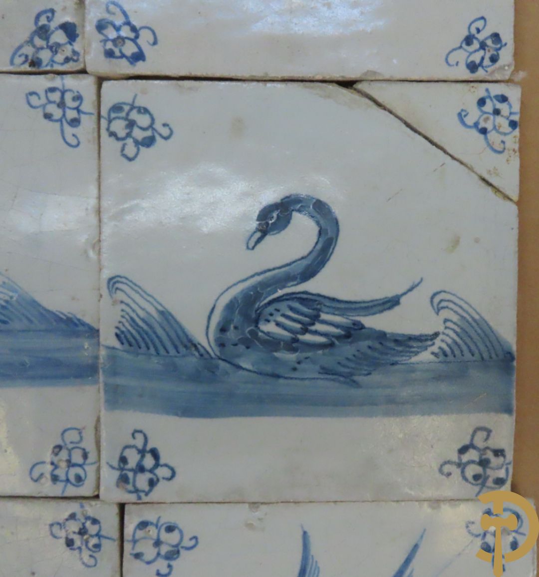 Set oude Delftse tegeltjes met landschappen, waterputten, kastelen, ...