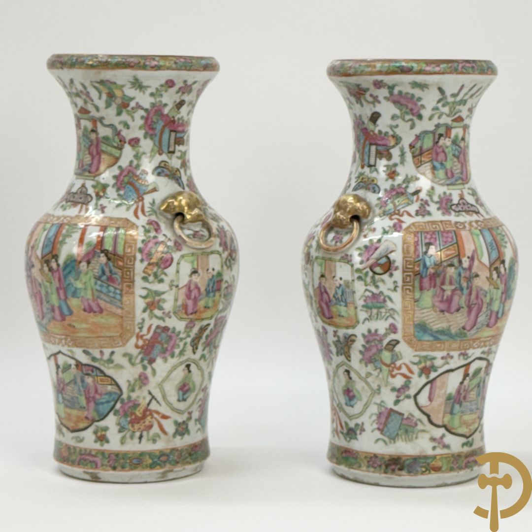 Paar Chinese porseleinen Kanton vazen