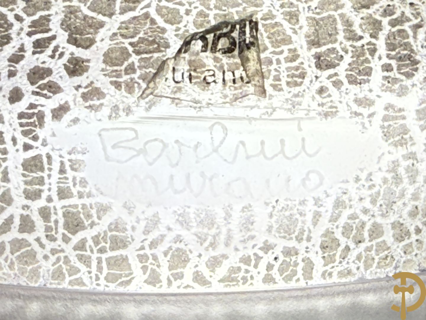 Tafellampadaire in geïriseerd kleurig glas met chromé afwerking, BARDINI getekend