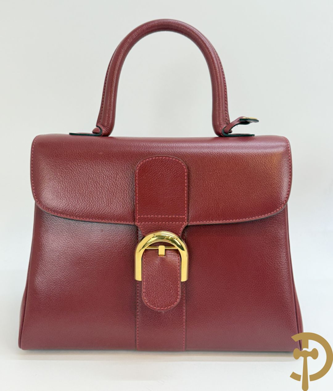 Bordeaux lederen handtas, geldbeugel, kaarthouder en portemonnee, Delvaux, model brillant