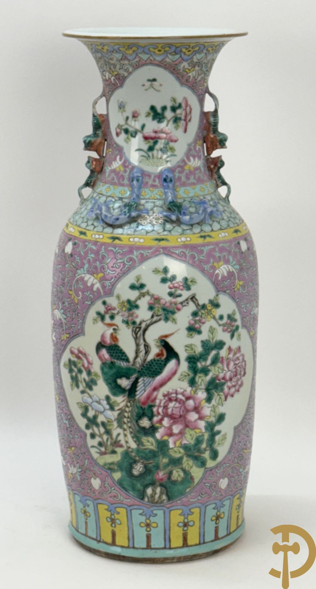 Chinese porseleinen vaas met vogel- en bloemendecor