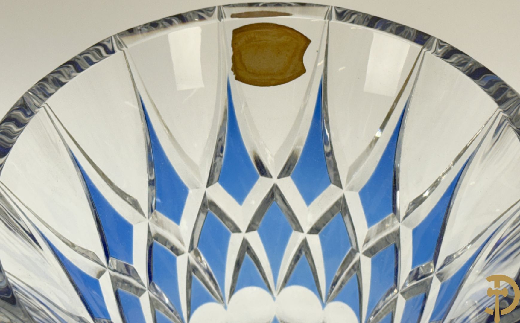 Val Saint Lambert : Blauwe kristallen handgeslepen vaas