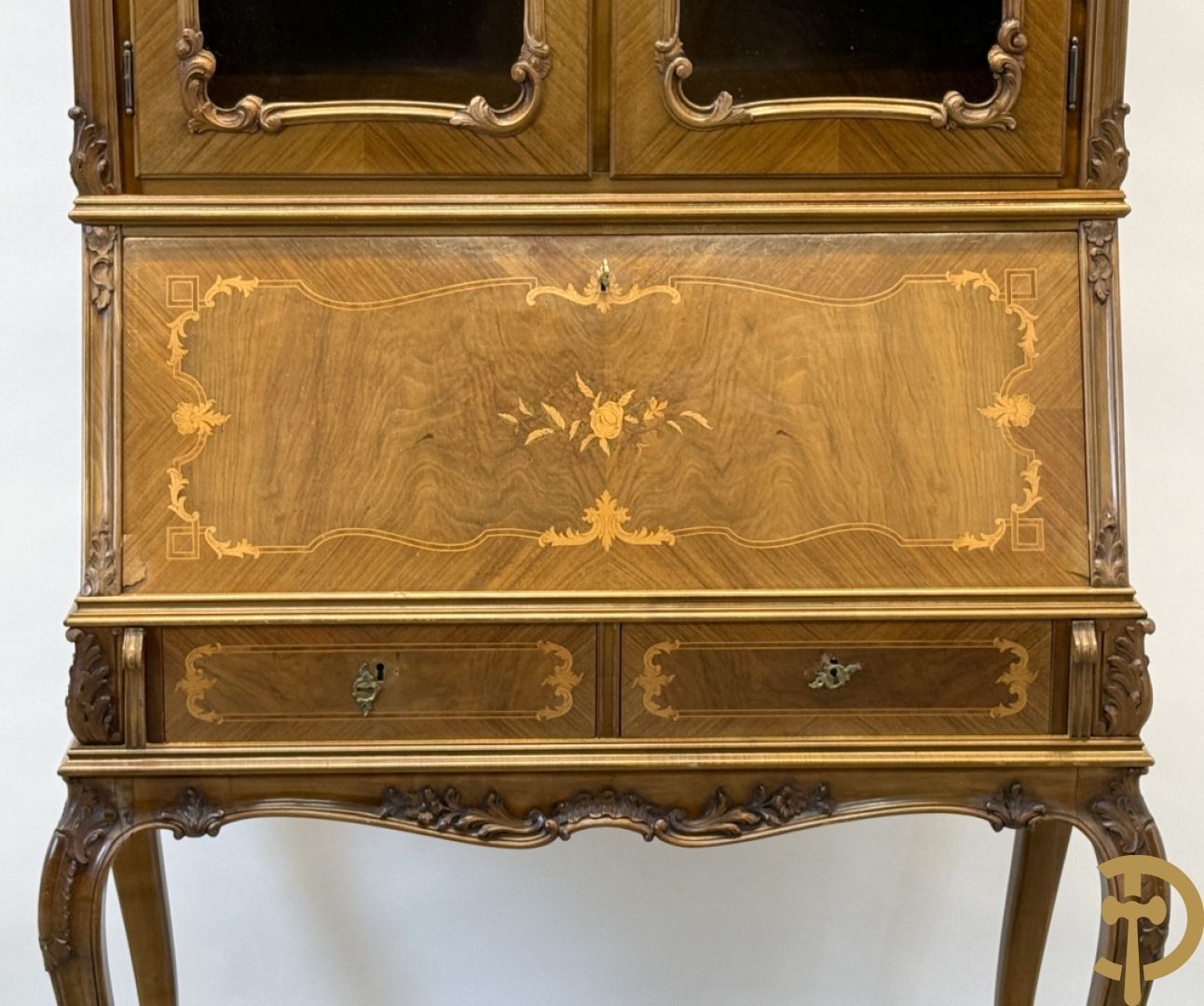 Notelaren secretaire met vitrine, Louis XV