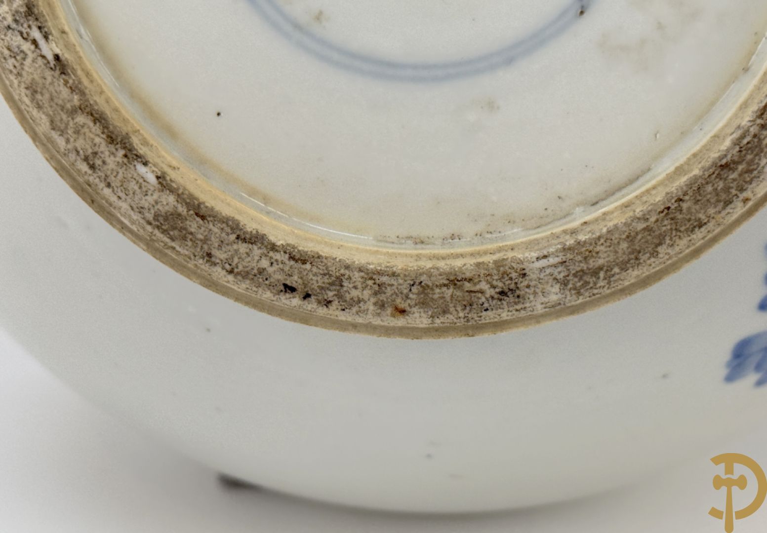 Chinese blauw/witte porseleinen kalebasvormige vaas met bloemen- en vogeldecor, onderaan gemerkt